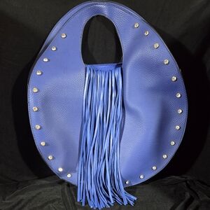 Blue Fringe Studded Women's Bag